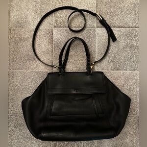Tory Burch Large Halfmoon Leather Satchel in Black
